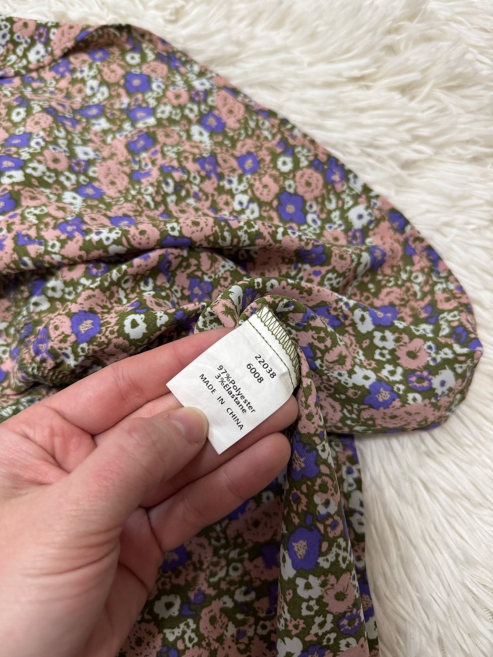 Smocked Waist High-Low Floral Dress in Lavender Mix - Picture 6 of 6